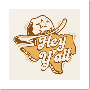 Retro Hey Y'all Texas // Vintage Texas Cartoon Posters and Art